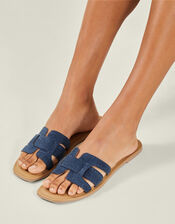 Cut-Out Denim Sliders, Blue (BLUE), large