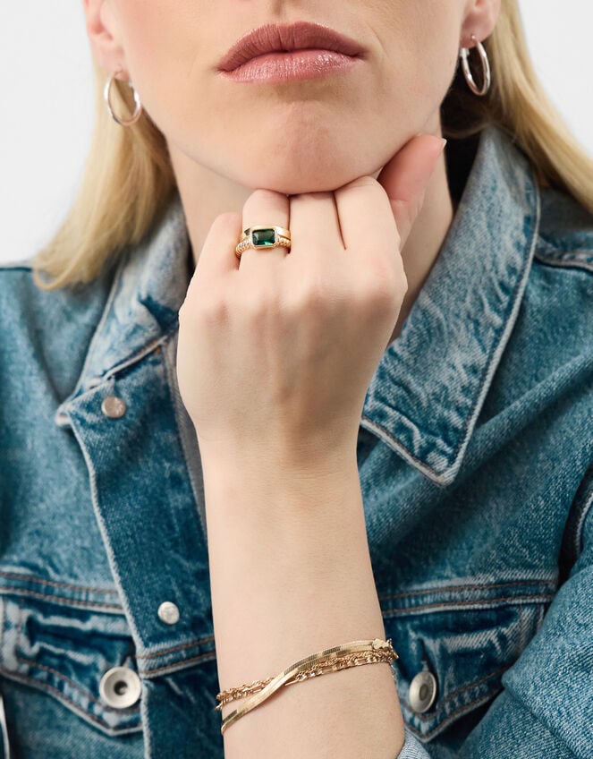 2-Pack Gemstone Rings, Gold (GOLD), large