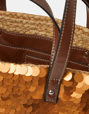 Sequin Woven Beach Bag, , large
