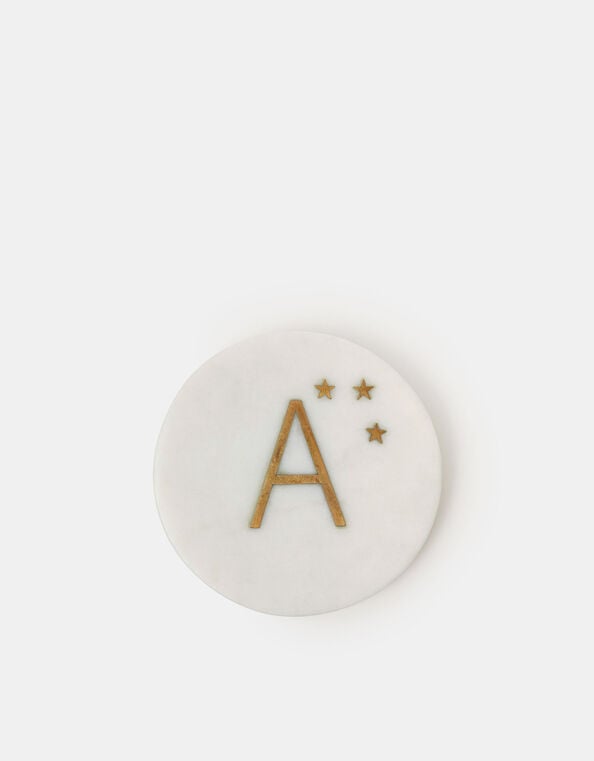Initial Ceramic Coaster, Natural (NATURAL), large