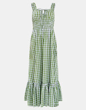 Gingham Sleeveless Maxi Dress, Green (GREEN), large