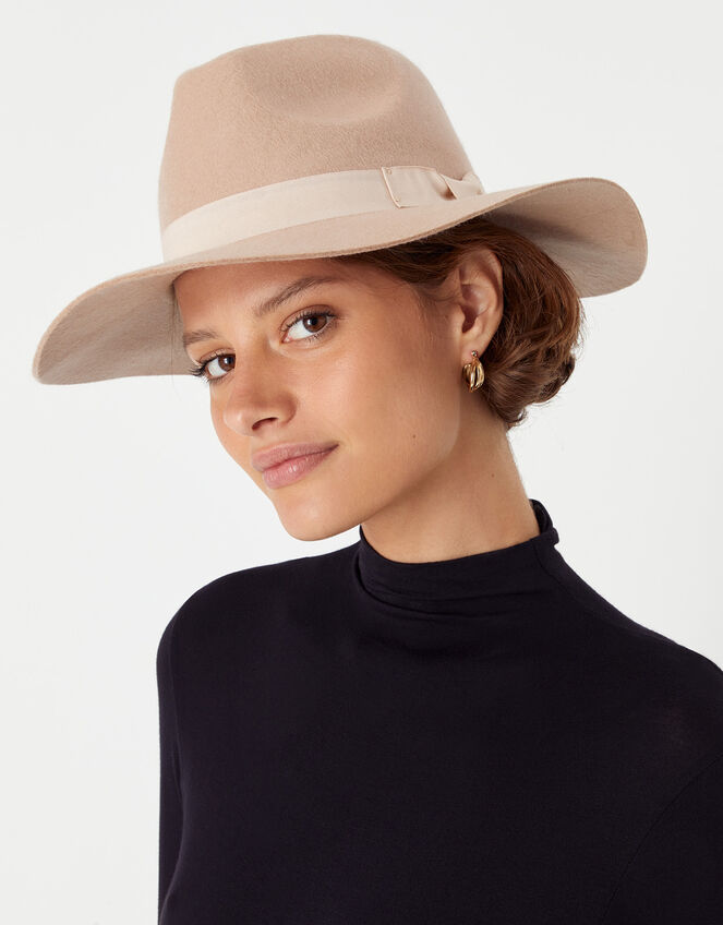 Wool Fedora Hat, Pink (PALE PINK), large