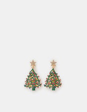 Embellished Christmas Tree Drop Earrings, , large