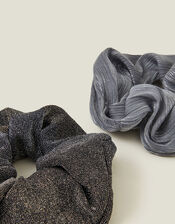 2-Pack Metallic Hair Scrunchies, , large