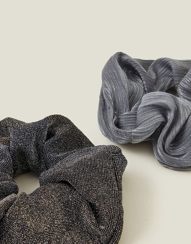 2-Pack Metallic Hair Scrunchies, , large