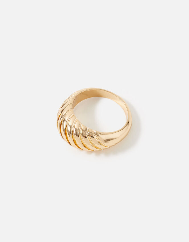 Blue Harvest Ribbed Band Ring, Gold (GOLD), large