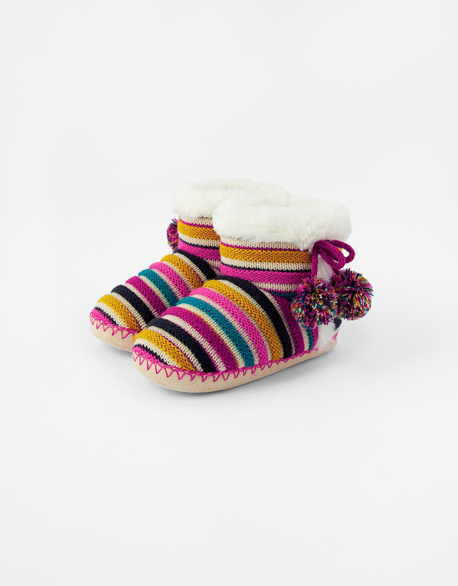 Girls Stripe Slipper Boots, Multi (BRIGHTS-MULTI), large