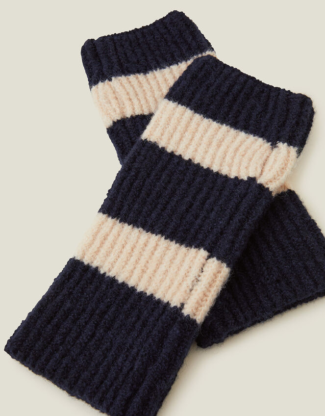 Lucy Stripe Fingerless Gloves, , large