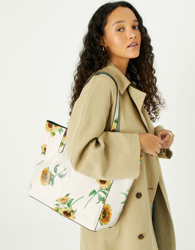 Sunflower Print Reversible Tote Bag, , large