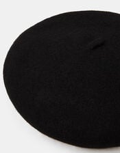 Plain Wool Beret, Black (BLACK), large