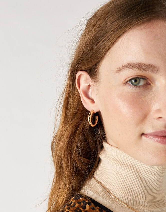 Small Chunky Hoop Earrings, , large