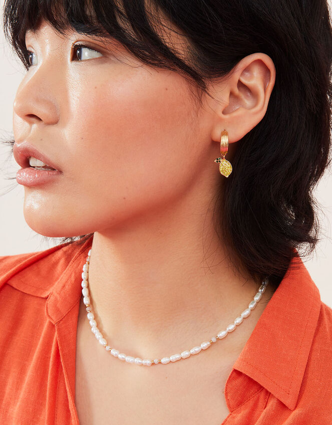 Sparkly Lemon Hoop Earrings , , large