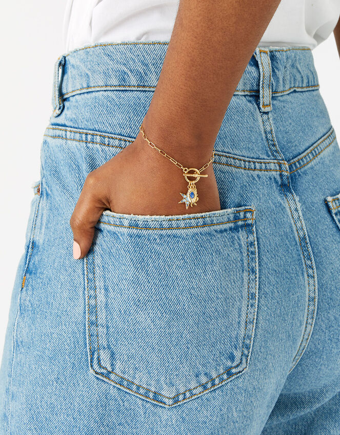 Gold-Plated Talisman T-Bar Bracelet, , large