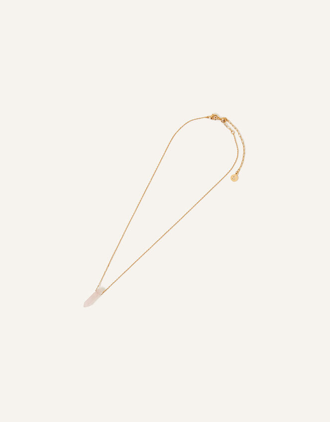 14ct Gold-Plated Rough Cut Rose Quartz Shard Necklace, , large