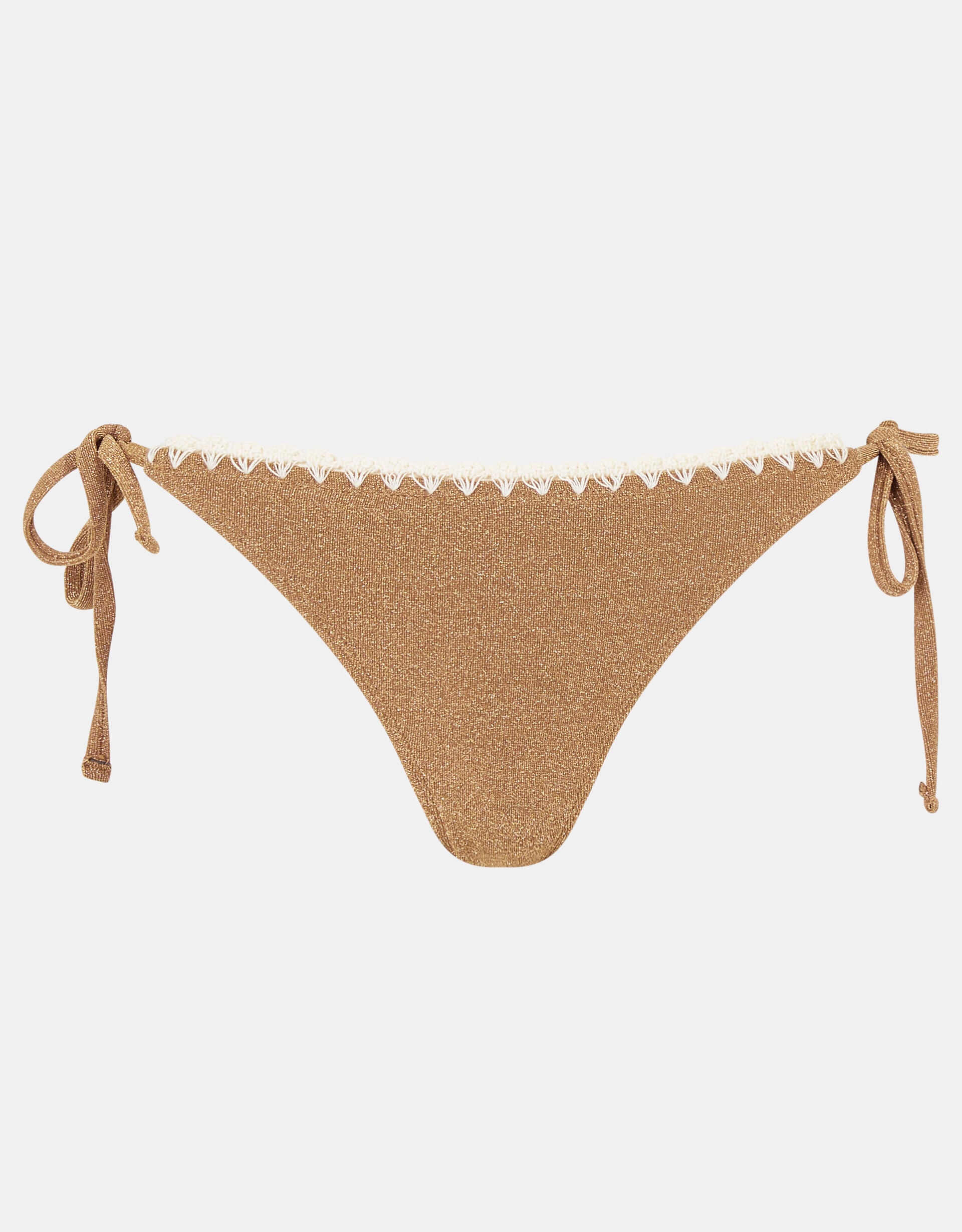 Shimmer Whipstitch Tie Side Bikini Bottoms, Gold (GOLD), large