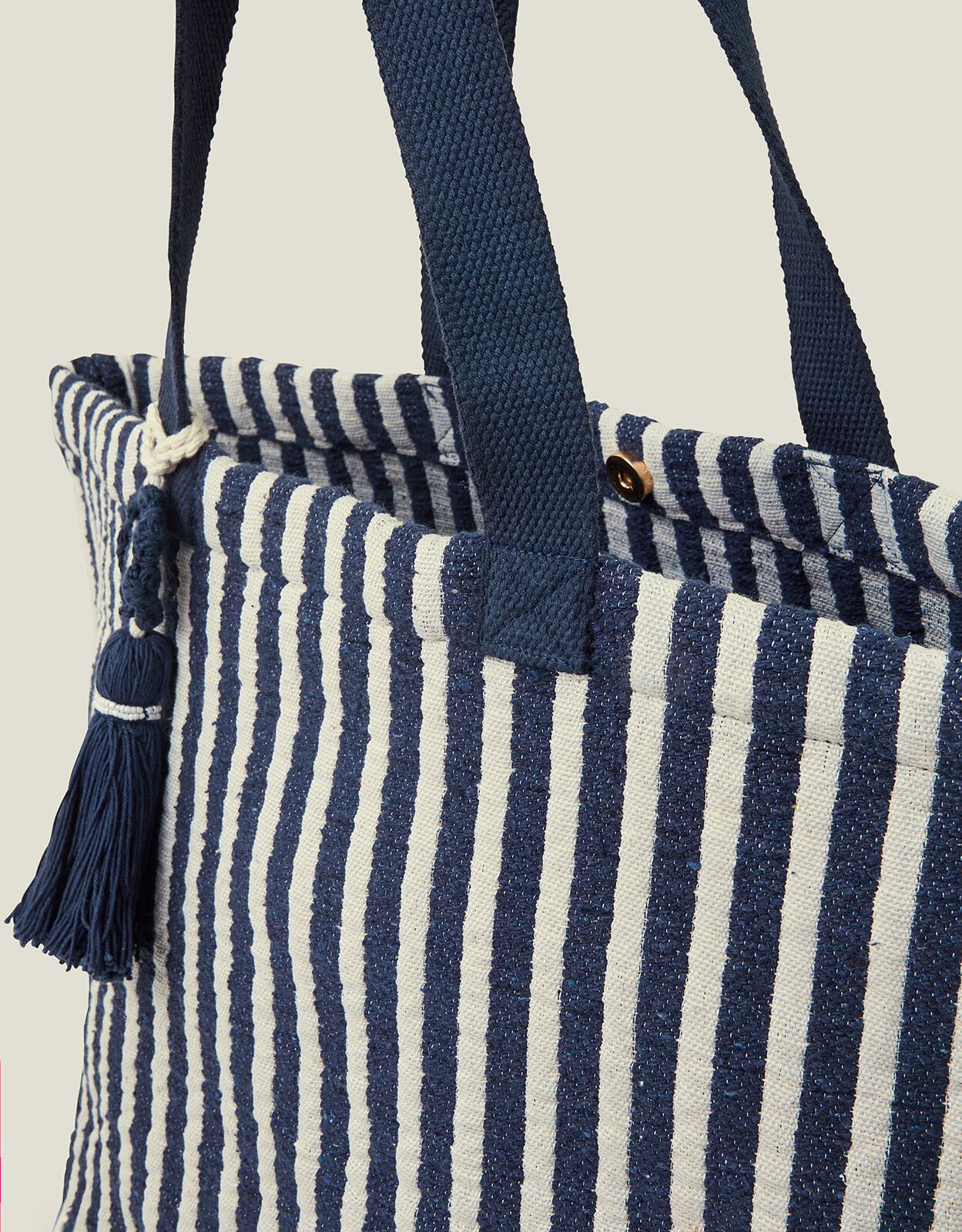 Stripe Tassel Tote Bag