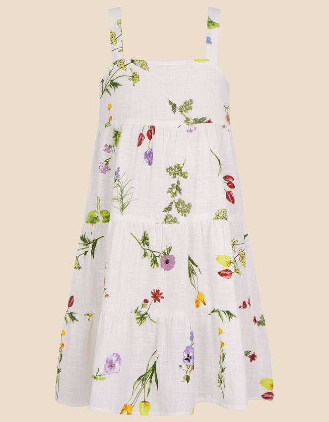 Botanical Tiered Floral Print Dress, Multi (PASTEL-MULTI), large