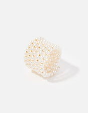 Blue Harvest Pearl Wrap Ring, Cream (PEARL), large