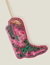 Sequin Cowboy Boot Christmas Tree Decoration, , large