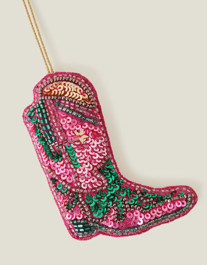 Sequin Cowboy Boot Christmas Tree Decoration, , large