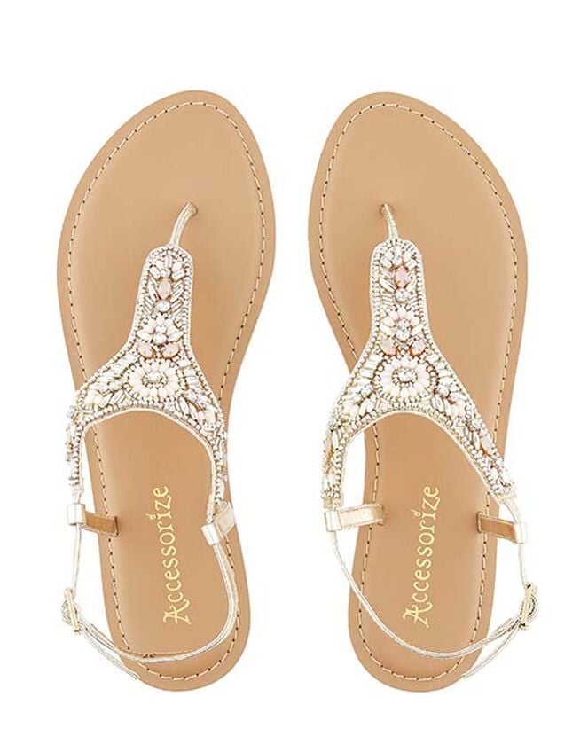 Athens Embellished Sandals, Metallic (METALLICS), large