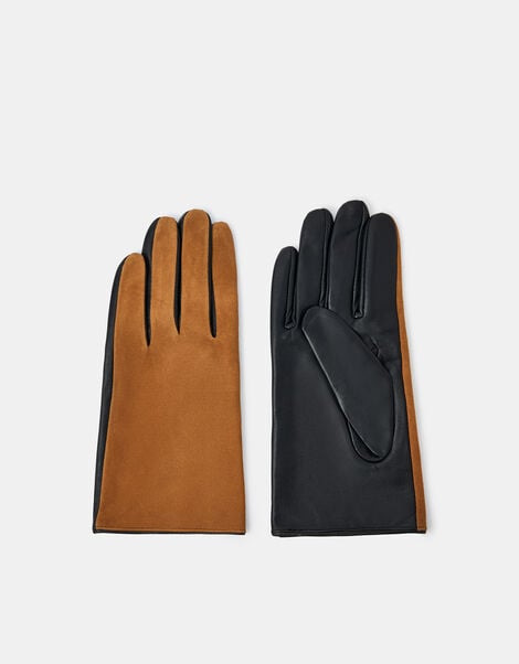 Faux Suede Leather Gloves, Tan (TAN), large