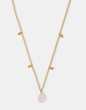 14ct Gold-Plated Rose Quartz Pendant Necklace, , large