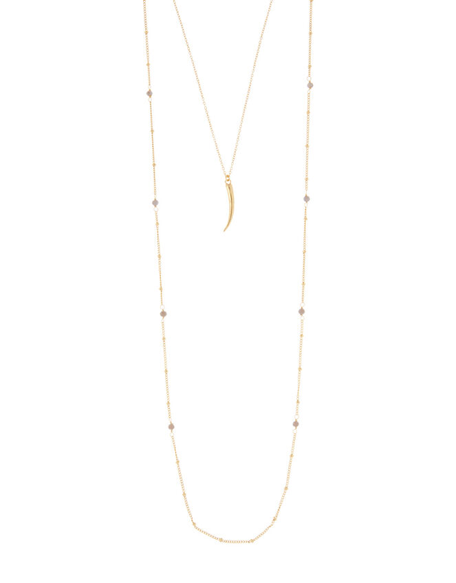 Gold-Plated Double-Chain Long Necklace, , large