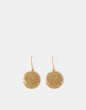 14ct Gold-Plated Round Filigree Drop Earrings, , large