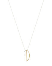 Sterling Silver Mixed Plate Geo Leaf Necklace, , large