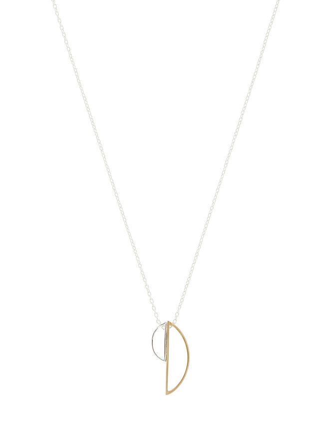 Sterling Silver Mixed Plate Geo Leaf Necklace, , large