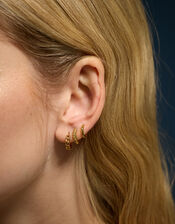 3-Pack 14ct Gold-Plated Twist Clicker Hoop Earrings, , large