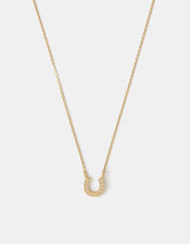 14ct Gold-Plated Horseshoe Pendant Necklace, , large
