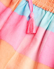 Girls Ruffle Trim Check Shorts , Multi (BRIGHTS-MULTI), large