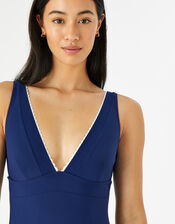 Lexi Contrast Trim Shaping Swimsuit, Blue (NAVY), large