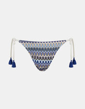Crochet Tie Side Bikini Bottoms, Blue (BLUE), large