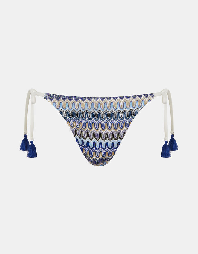 Crochet Tie Side Bikini Bottoms, Blue (BLUE), large