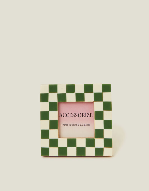 Mini Checkerboard Square Photo Frame 2.5 x 2.5 Green, , large