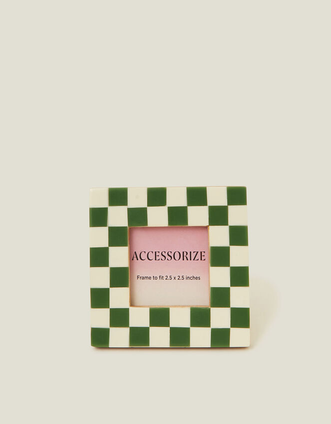 Mini Checkerboard Square Photo Frame 2.5 x 2.5 Green, , large