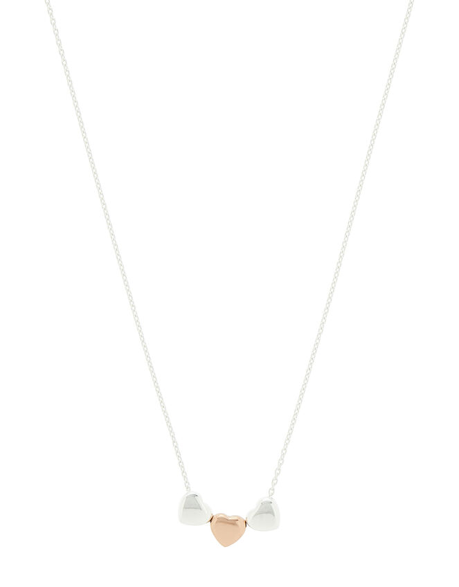 Sterling Silver Triple Heart Necklace, , large