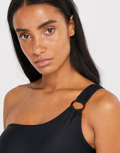 One-Shoulder Swimsuit, Black (BLACK), large