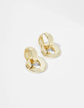 Gold-Plated Oval Charm Chunky Hoops, , large