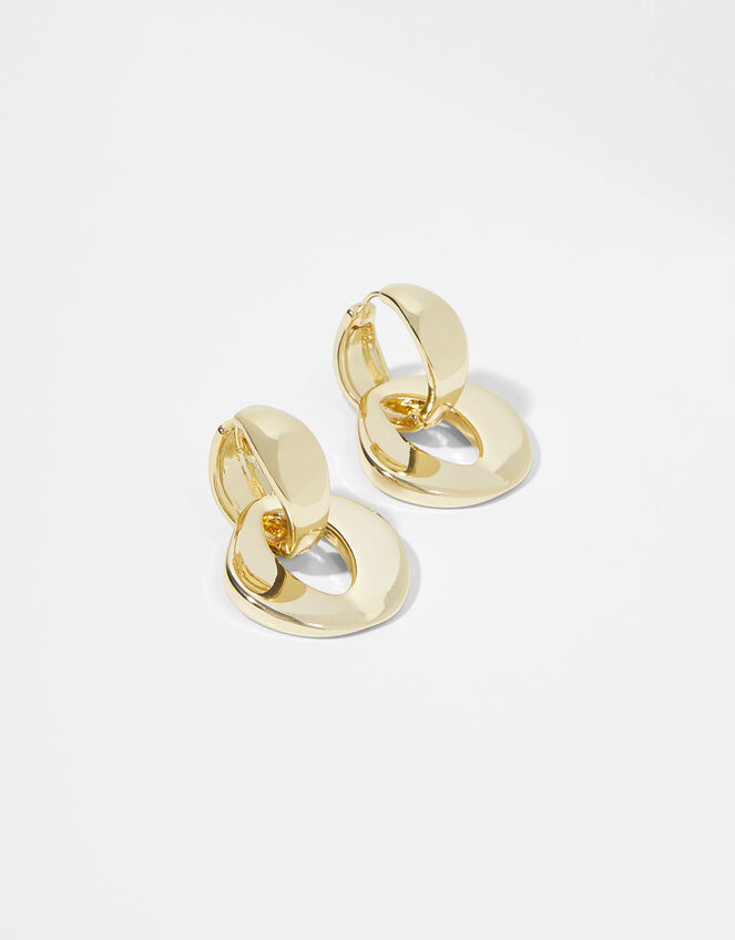 Gold-Plated Oval Charm Chunky Hoops, , large