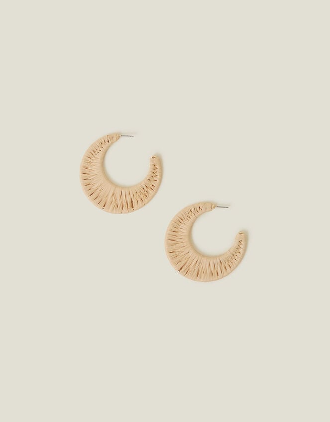 Large Raffia Hoop Earrings , , large