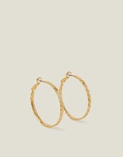 14ct Gold-Plated Flat Twist Hoop Earrings, , large