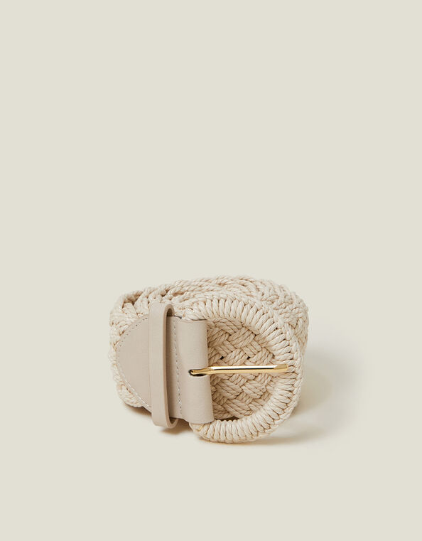 Woven Buckle Belt, Cream (CREAM), large