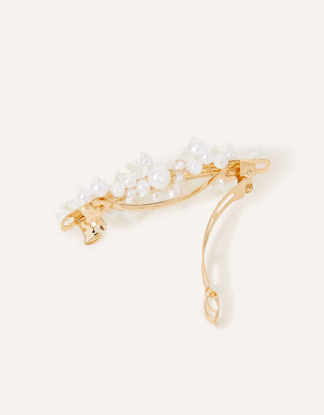 Pearl Beaded Barrette Clip, , large