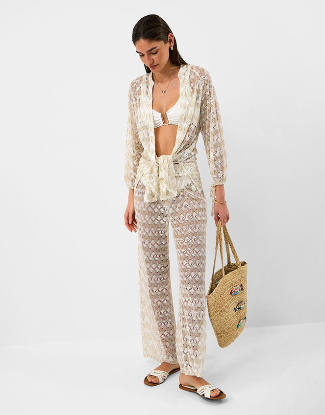 Crochet Beach Shirt, White (WHITE), large