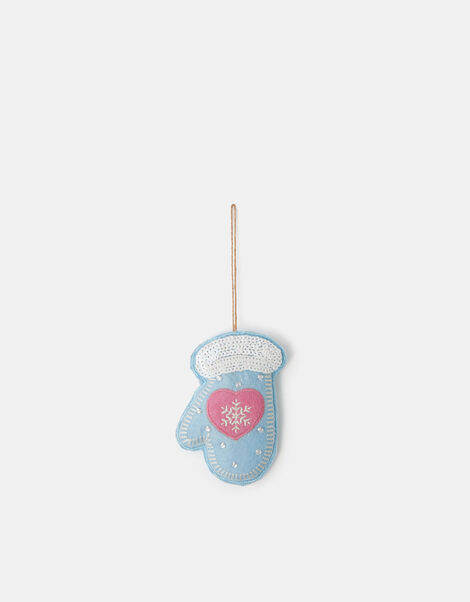 Embroidered Mitten Felt Christmas Tree Decoration, , large