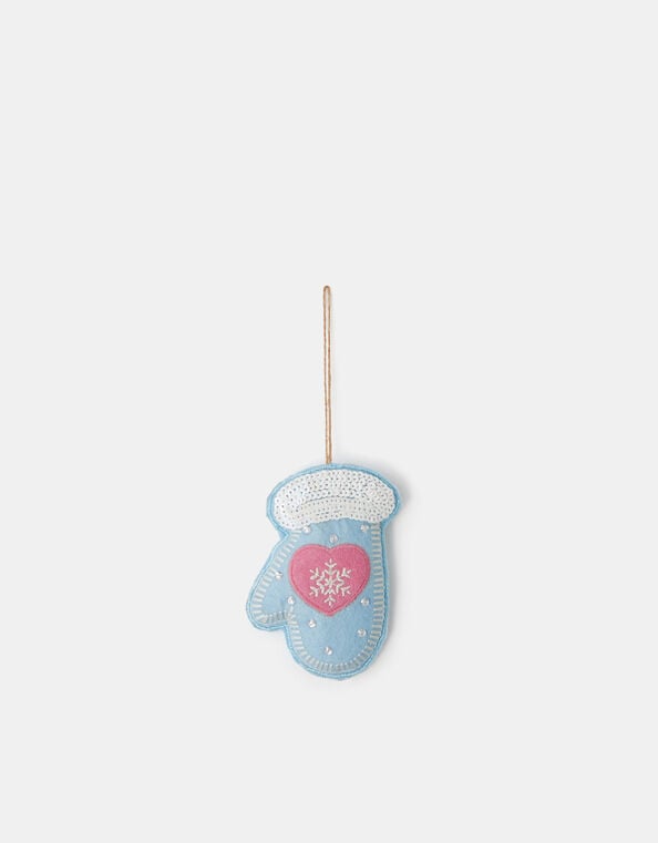 Embroidered Mitten Felt Christmas Tree Decoration, , large